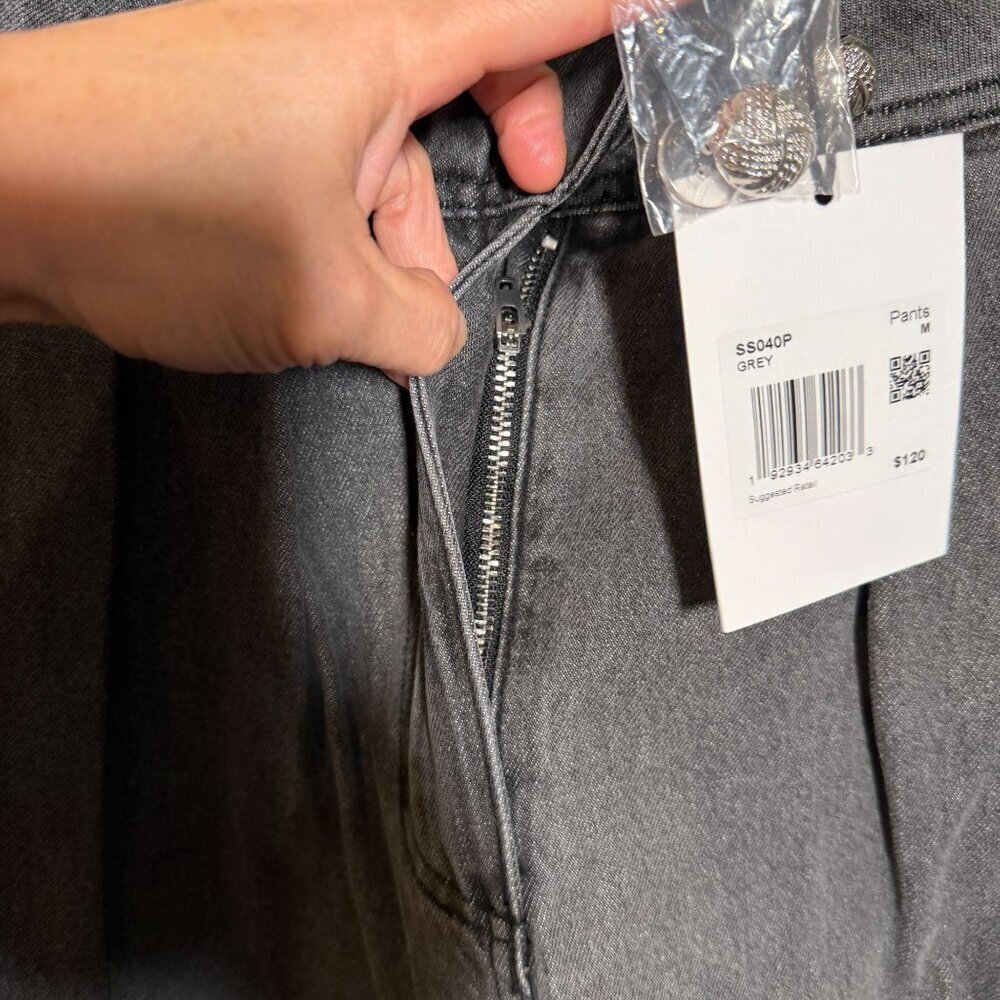 Grey Lab Waist Barrel Leg Denim High Waisted Straight Pants MEDIUM in Gray - Picture 4 of 12